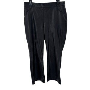 Spanx Black Faux Leather Straight Leg Pants Womens XL